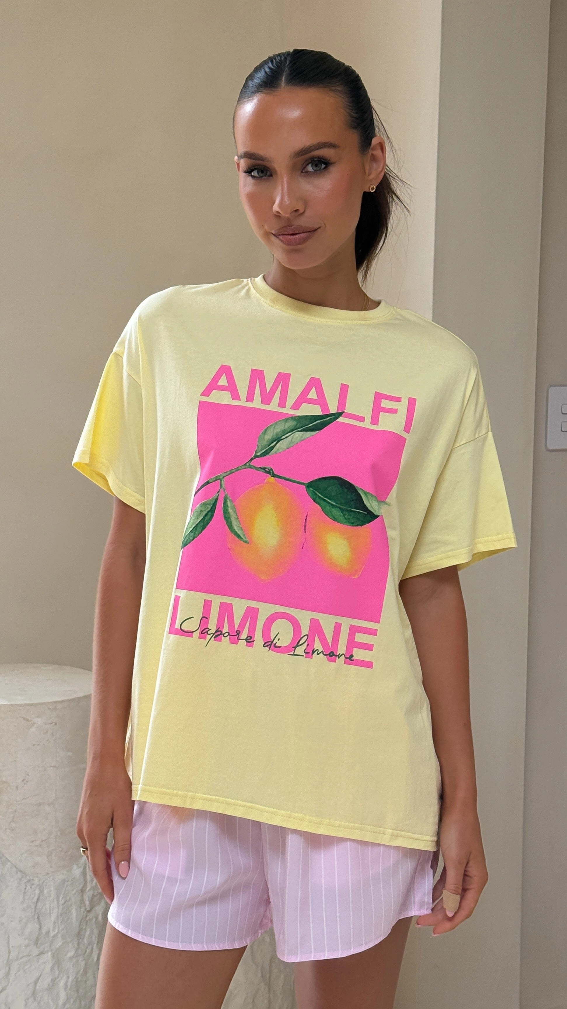 Amalfi Limone Top and Shorts Set - Yellow/Pink