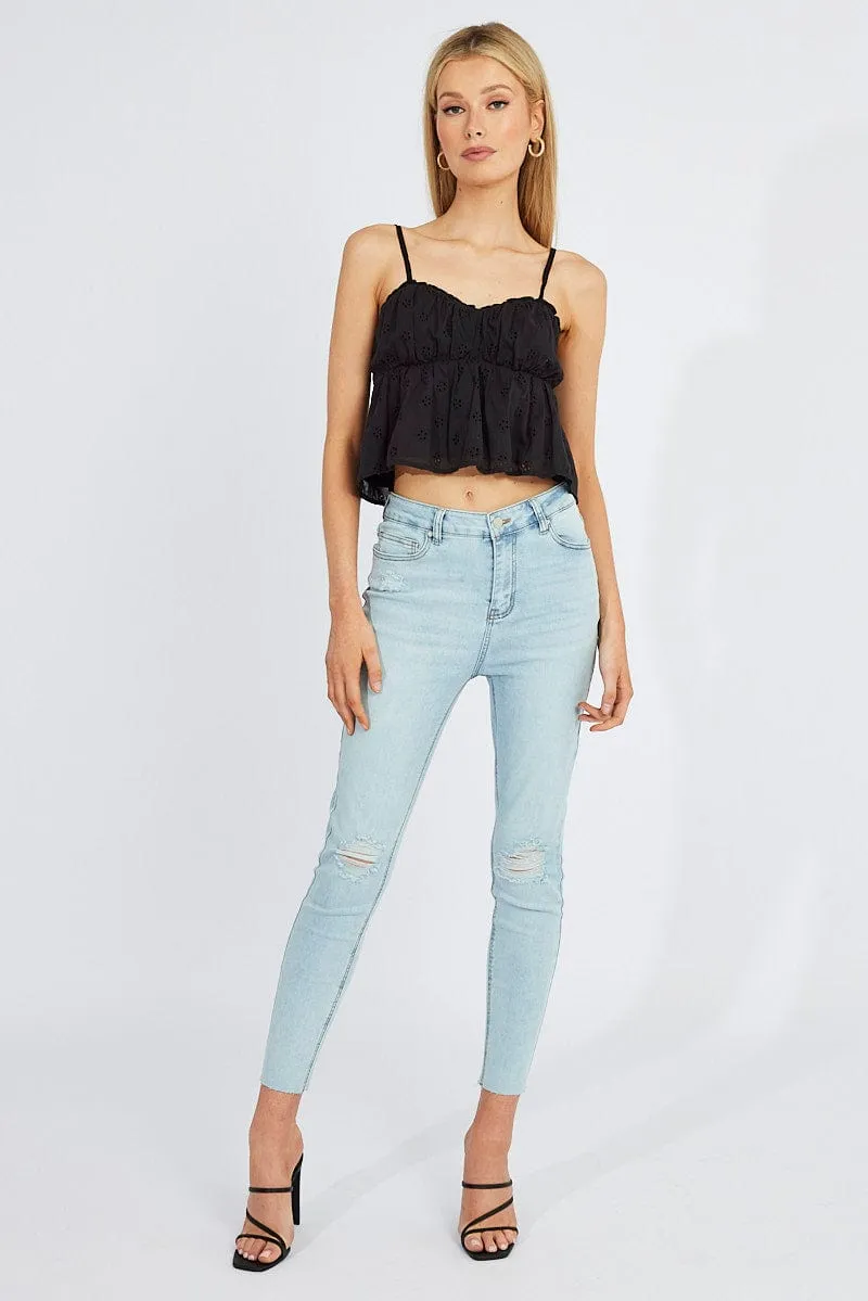 Black Eyelet Cami Top
