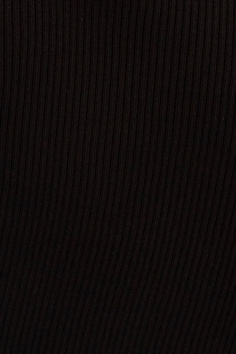 Black Short Sleeve Rib Cardigan