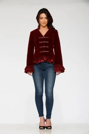 Burgundy Gloria Velvet Tailed Jacket