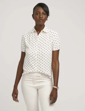 Button Down Blouse With Cap Sleeve- Sale
