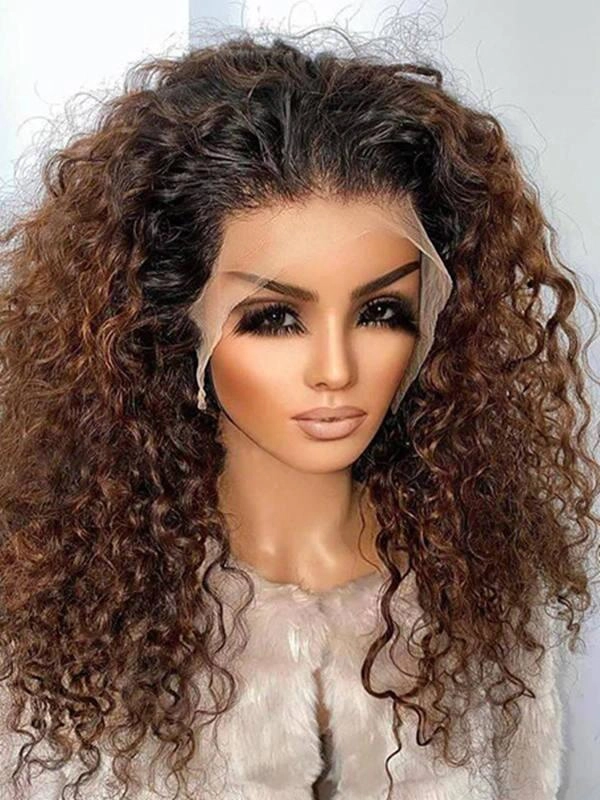Chinalacewig Curly Block Wig With Optional HD Frontal Lace Replaceable Tops Renew Wig With Less Cost BR03