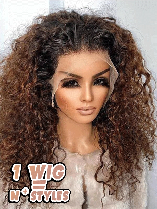 Chinalacewig Curly Block Wig With Optional HD Frontal Lace Replaceable Tops Renew Wig With Less Cost BR03