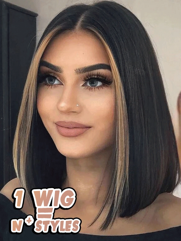 Chinalacewig Silk Bob Block Wig With Optional HD Frontal Lace  Replaceable Tops Renew Wig With Less Cost BR02