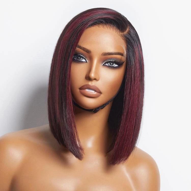 Chinalacewig Silk Bob Block Wig With Optional HD Frontal Lace  Replaceable Tops Renew Wig With Less Cost BR02