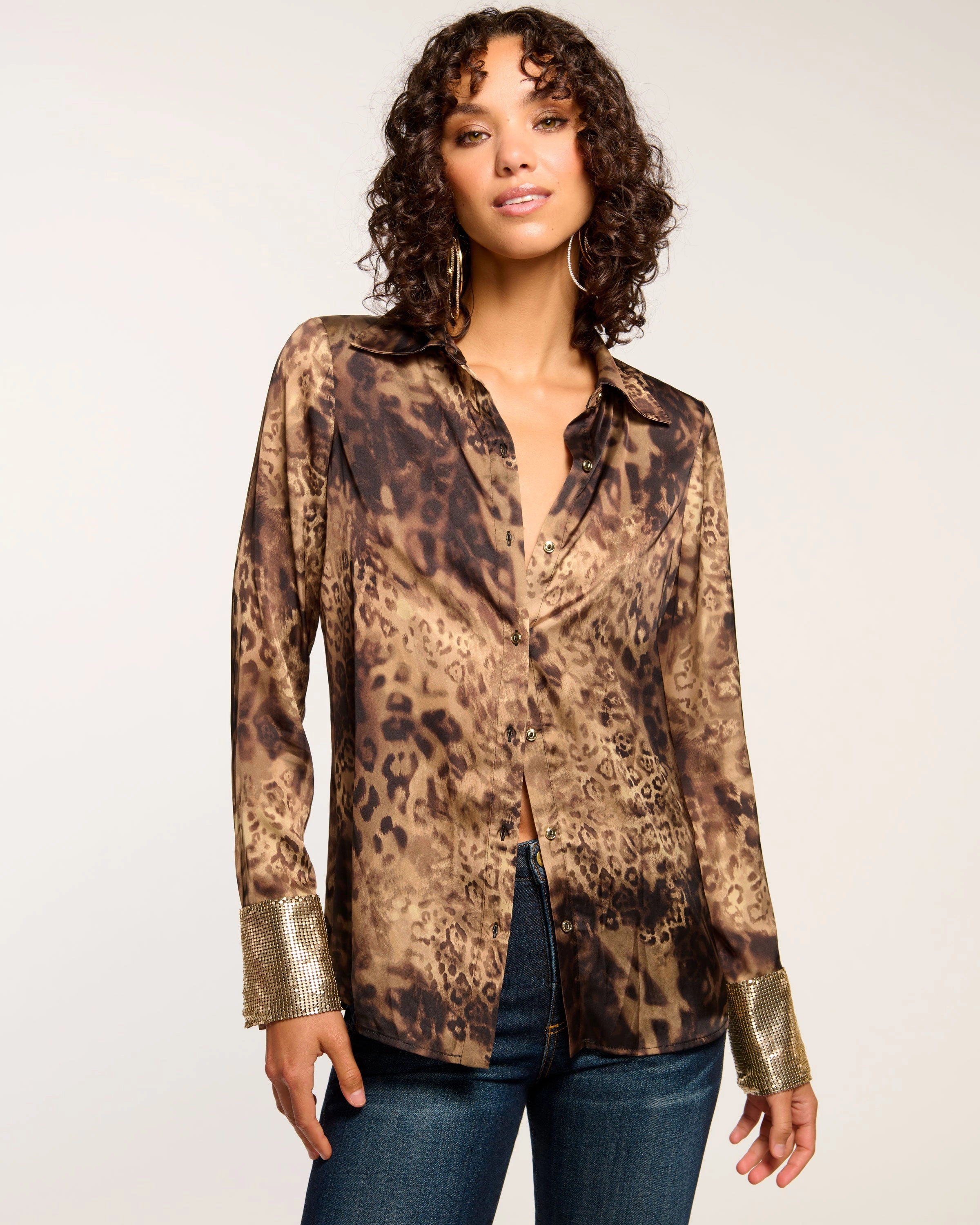 Chrystal Embellished Button Down Top