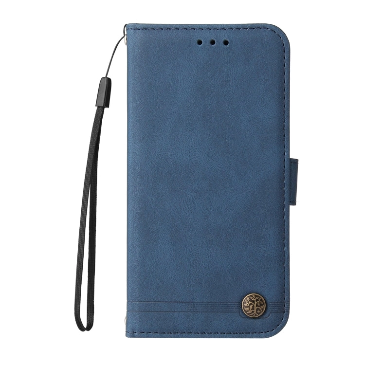 For iPhone 12 Skin Feel Life Tree Metal Button Horizontal Flip Leather Case with Holder  Card