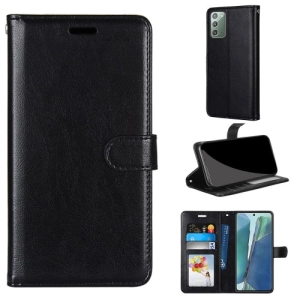 For Samsung Galaxy Note 20 Pure Color Horizontal Flip PU Leather Case with Holder  Card Slots