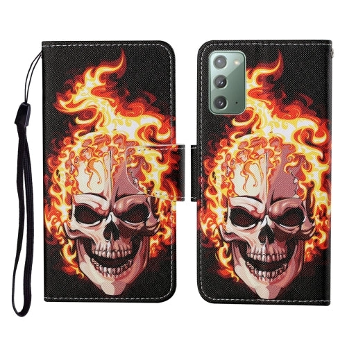 For Samsung Galaxy Note20 Colored Drawing Pattern Horizontal Flip Leather Case with Holder