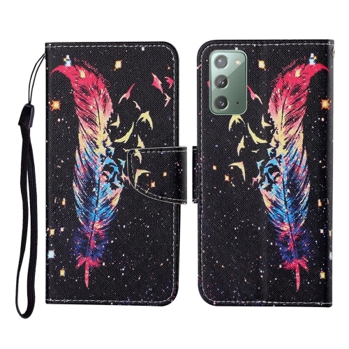 For Samsung Galaxy Note20 Colored Drawing Pattern Horizontal Flip Leather Case with Holder