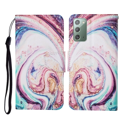 For Samsung Galaxy Note20 Colored Drawing Pattern Horizontal Flip Leather Case with Holder