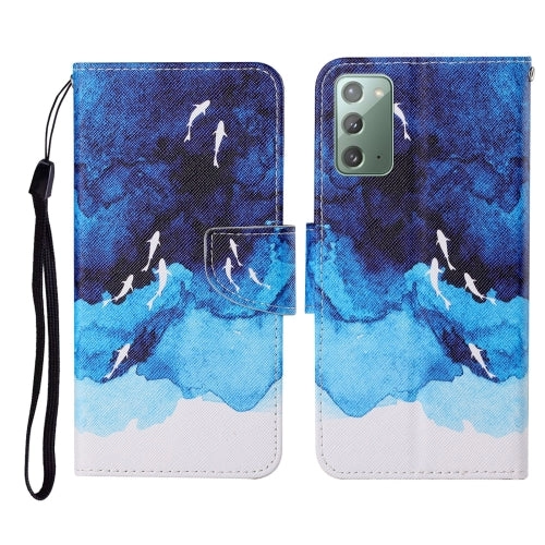 For Samsung Galaxy Note20 Colored Drawing Pattern Horizontal Flip Leather Case with Holder