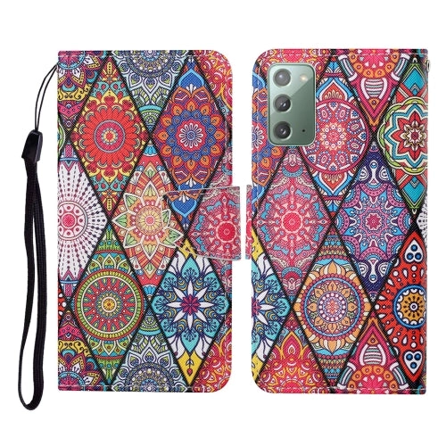 For Samsung Galaxy Note20 Colored Drawing Pattern Horizontal Flip Leather Case with Holder