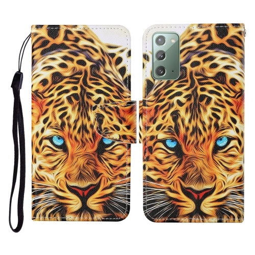 For Samsung Galaxy Note20 Colored Drawing Pattern Horizontal Flip Leather Case with Holder