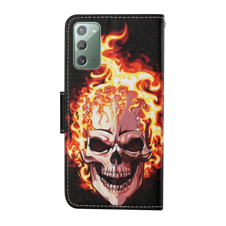 For Samsung Galaxy Note20 Colored Drawing Pattern Horizontal Flip Leather Case with Holder