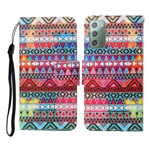 For Samsung Galaxy Note20 Colored Drawing Pattern Horizontal Flip Leather Case with Holder
