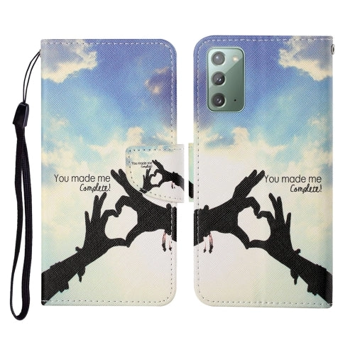 For Samsung Galaxy Note20 Colored Drawing Pattern Horizontal Flip Leather Case with Holder