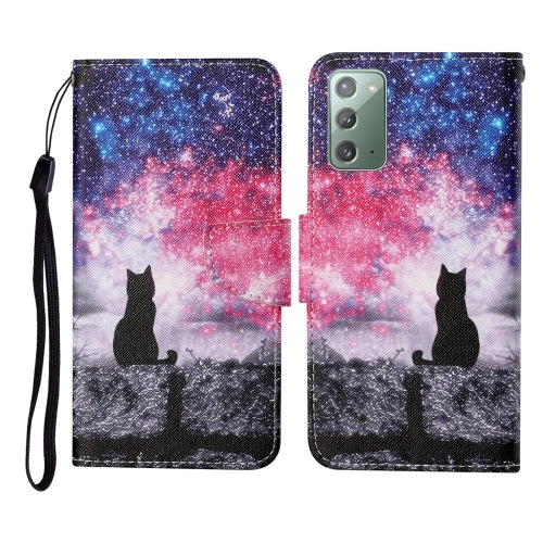 For Samsung Galaxy Note20 Colored Drawing Pattern Horizontal Flip Leather Case with Holder