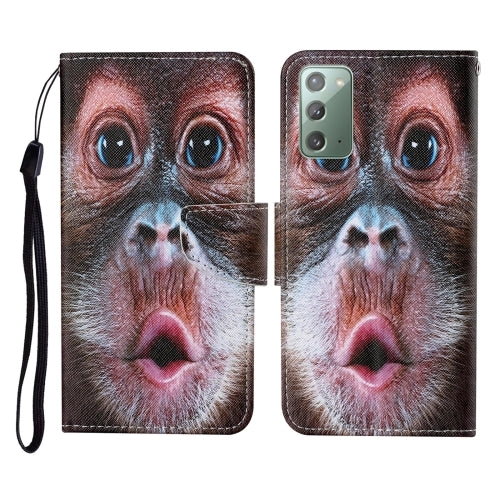 For Samsung Galaxy Note20 Colored Drawing Pattern Horizontal Flip Leather Case with Holder