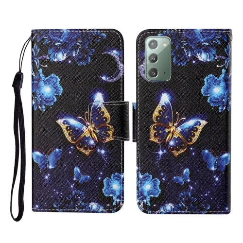 For Samsung Galaxy Note20 Colored Drawing Pattern Horizontal Flip Leather Case with Holder