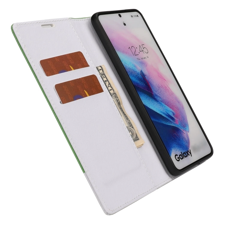 For Samsung Galaxy S21  5G Cross Texture Magnetic Horizontal Flip Leather Case with Card Slots