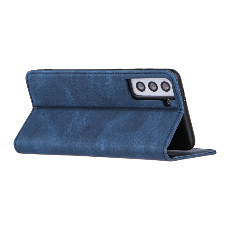 For Samsung Galaxy S21  5G Skin Feel Pressure Line Magnetic Horizontal Flip Leather Case with