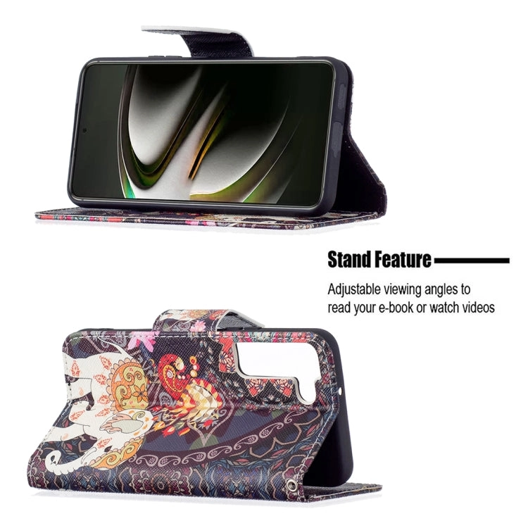 For Samsung Galaxy S22 5G Colored Drawing Pattern Horizontal Flip Phone Leather Case with Holder