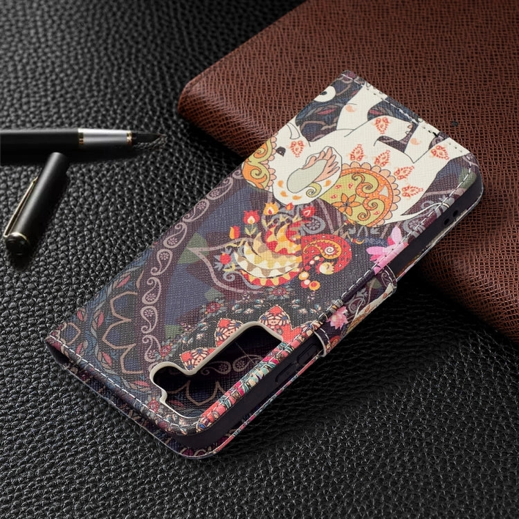 For Samsung Galaxy S22 5G Colored Drawing Pattern Horizontal Flip Phone Leather Case with Holder