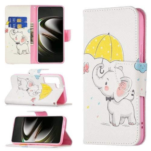 For Samsung Galaxy S22 5G Colored Drawing Pattern Horizontal Flip Phone Leather Case with Holder