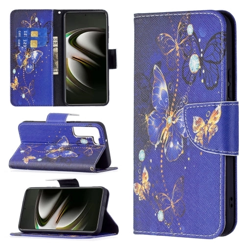 For Samsung Galaxy S22 5G Colored Drawing Pattern Horizontal Flip Phone Leather Case with Holder
