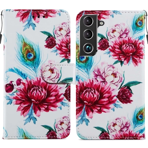 For Samsung Galaxy S22 5G Painted Pattern Horizontal Flip Phone Leather Case with Holder  Card