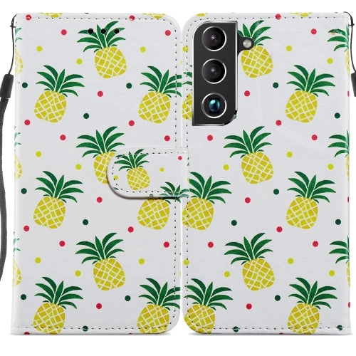 For Samsung Galaxy S22 5G Painted Pattern Horizontal Flip Phone Leather Case with Holder  Card