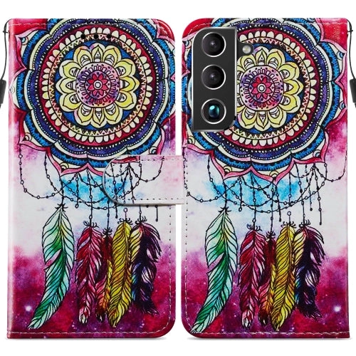 For Samsung Galaxy S22 5G Painted Pattern Horizontal Flip Phone Leather Case with Holder  Card