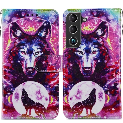 For Samsung Galaxy S22 5G Painted Pattern Horizontal Flip Phone Leather Case with Holder  Card