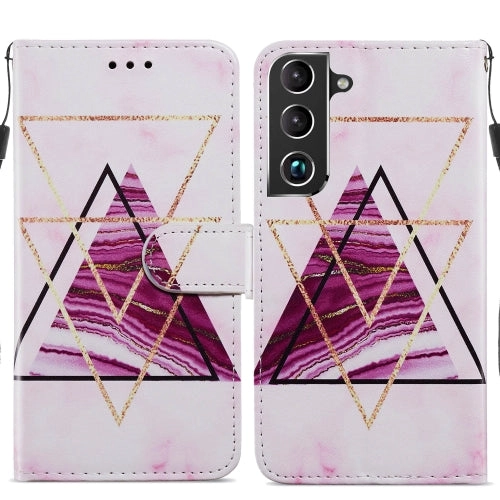 For Samsung Galaxy S22 5G Painted Pattern Horizontal Flip Phone Leather Case with Holder  Card