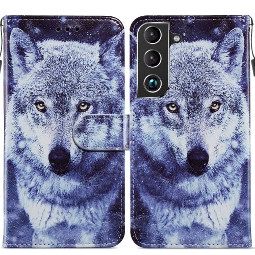 For Samsung Galaxy S22 5G Painted Pattern Horizontal Flip Phone Leather Case with Holder  Card