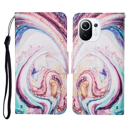 For Xiaomi Mi 11 Colored Drawing Pattern Horizontal Flip Leather Case with Holder  Card Slots