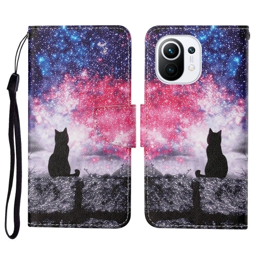 For Xiaomi Mi 11 Colored Drawing Pattern Horizontal Flip Leather Case with Holder  Card Slots