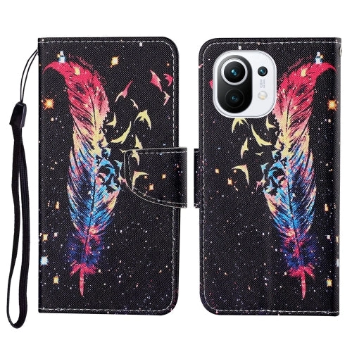For Xiaomi Mi 11 Colored Drawing Pattern Horizontal Flip Leather Case with Holder  Card Slots