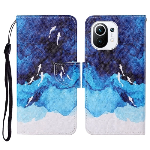 For Xiaomi Mi 11 Colored Drawing Pattern Horizontal Flip Leather Case with Holder  Card Slots