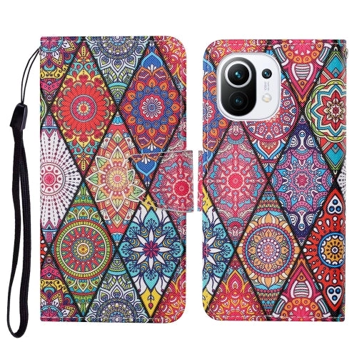 For Xiaomi Mi 11 Colored Drawing Pattern Horizontal Flip Leather Case with Holder  Card Slots