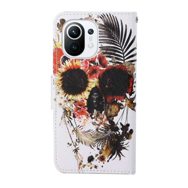 For Xiaomi Mi 11 Colored Drawing Pattern Horizontal Flip Leather Case with Holder  Card Slots