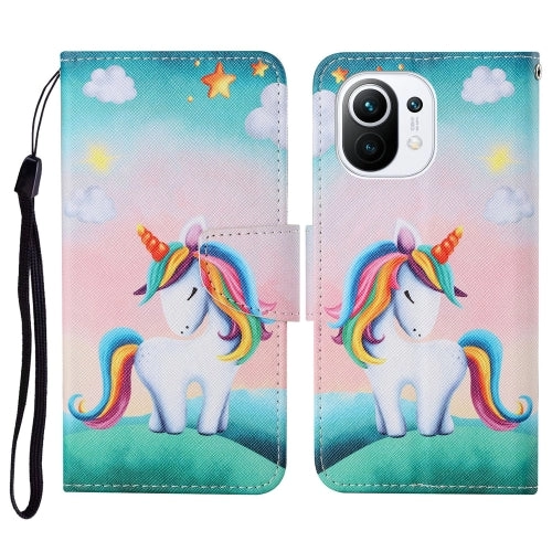 For Xiaomi Mi 11 Colored Drawing Pattern Horizontal Flip Leather Case with Holder  Card Slots