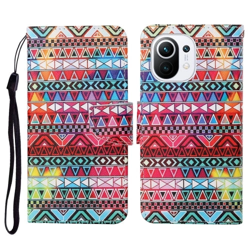For Xiaomi Mi 11 Colored Drawing Pattern Horizontal Flip Leather Case with Holder  Card Slots
