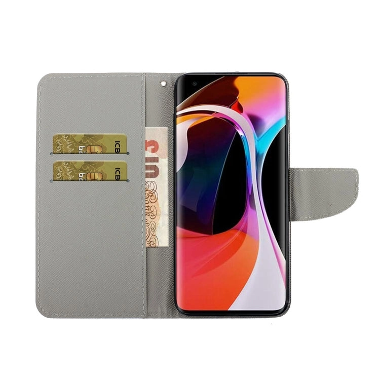 For Xiaomi Mi 11 Colored Drawing Pattern Horizontal Flip Leather Case with Holder  Card Slots