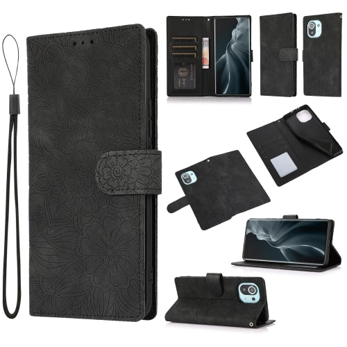 For Xiaomi Mi 11 Skin Feel Embossed Sunflower Horizontal Flip Leather Case with Holder  Card