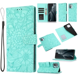 For Xiaomi Mi 11 Skin Feel Embossed Sunflower Horizontal Flip Leather Case with Holder  Card