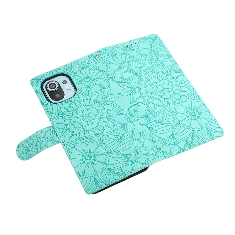 For Xiaomi Mi 11 Skin Feel Embossed Sunflower Horizontal Flip Leather Case with Holder  Card