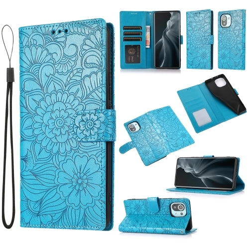 For Xiaomi Mi 11 Skin Feel Embossed Sunflower Horizontal Flip Leather Case with Holder  Card