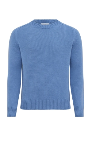 Francesco Knit Sweater in Light Blue Denim Cashmere